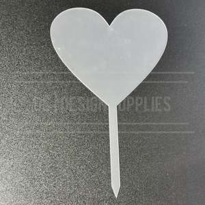 Acrylic - 4 Inch Heart Cake Topper - 7 Colours