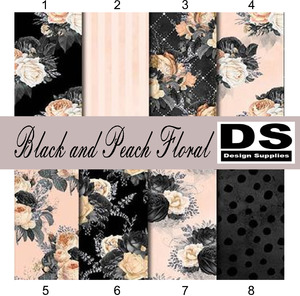 Patterned Floral: Black and Peach Floral