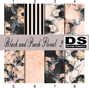 Patterned Floral: Black and Peach Floral 2