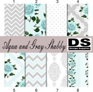 Aqua and Gray Shabby