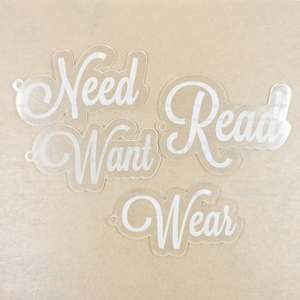 Acrylic - 3 Inch Read, Wear, Want, Need - Clear