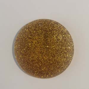 Acrylic - 2.5 inch Circle Gold Glitter