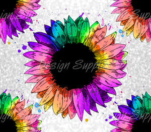 Recently Added Prints: Tumbler Wrap - Rainbow Sunflower