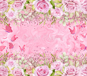 Tumbler Wrap - Pink Floral Butterfly