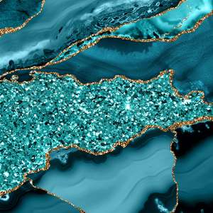 Pretty New Prints: Teal Glitter Agate - 1