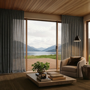 Custom Readymade: VERDANT, CHARCOAL SHEER OR LINED CURTAIN