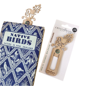 Childrens Gifts: Bamboo and Paua Bookmark - Koru Fantail Piwakawaka
