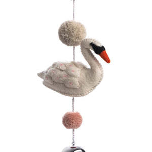 Childrens Gifts: Pom Pom Mobile - Odette Swan Pink