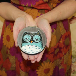 Gifts For Her: Disc - Owl Ceramic Disc Tile