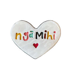 Nga Mihi Ceramic Heart Tile