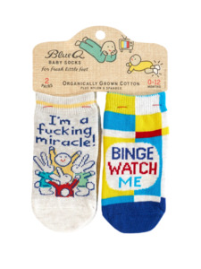 Gifts For Kids: I'm A Fucking Miracle!/ Binge Watch Me Baby Socks