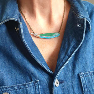 Necklace: Tui Feather Rimu Necklace
