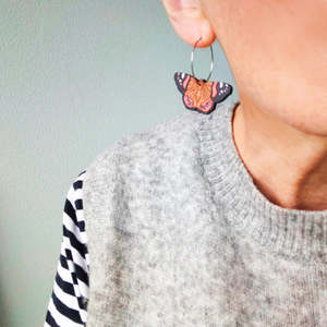 Red Admiral Butterfly Rimu Earrings