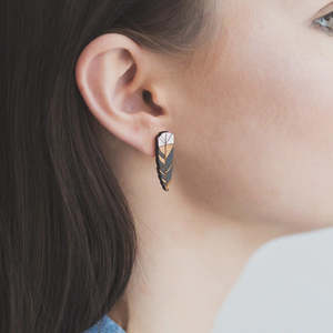 Huia Feather Rimu Stud Earrings