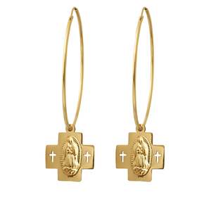 Earrings: Saint Hoops Double Cross | Gold