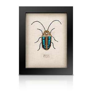 Framed Beetles 1: Beaded Scarab Beetle from the Cabinet of Curiosity