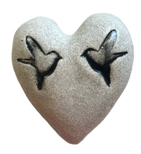 Two Bird Ceramic Puff Heart