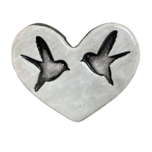 Sale Items: Two Birds White Ceramic Heart Tile