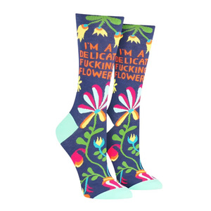 Women Socks: Delicate Fucking Flower Crew Socks