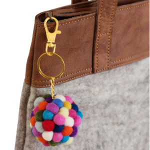 Gifts For Kids: Feltball Key Ring - Rainbow
