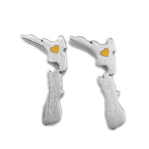 Earrings: New Zealand Map Studs in Rose Gold or Silver