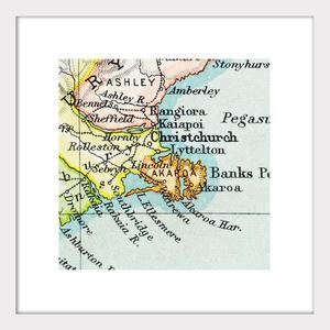 Prints: Christchurch - Vintage Map Print