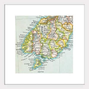 Prints: Lower South Island - Vintage Map Print
