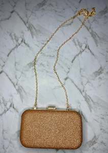 Bags: Gold Glitter clutch