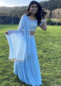 A Babe in Blue Lehenga