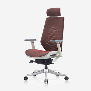Office Chair: Deskbird Ergonomic Elite Full Mesh Office Chair - Red (Suits 166cm-184cm)