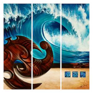 48x48 Canvas Triptychs: Aqua Surf - Canvas Triptych Print
