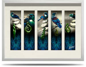 5 Tuis - A2 Framed Canvas Print