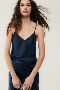 Silk Laundry: Silk Laundry Bias Cut Cami Midnight
