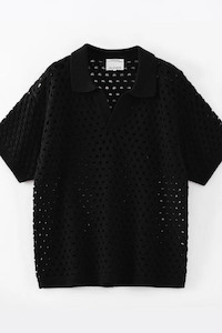 Aleger: N.278 Cotton/ Cashmere Oversized Polo Black