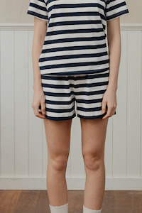 Caitlin Crisp: Lounge Shorts Navy Stripe