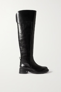 Boots: Bonni Leather Knee Boots Black