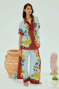 Sale: Dahlia Floral Linen Pant Multi