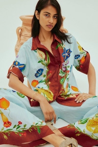 Sale: Dahlia Floral Linen Shirt Multi