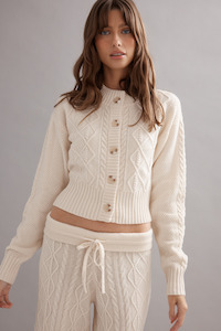 Caitlin Crisp: Cable Knit Cardigan Ivory