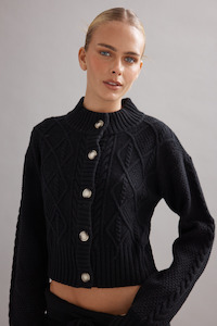 Caitlin Crisp: Cable Knit Cardigan Black