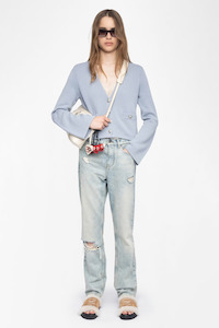 Knitwear: Nolly Cashmere Cardigan Light Blue