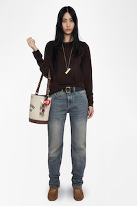 Cici Patch Jumper Dark Chocolate