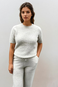 Deval: Lawson Short Sleeve Crew Light Grey