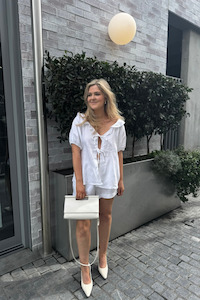 Little Darling Blouse White Linen