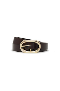 Anine Bing: Small Signature Link Belt Dark Brown With Gold