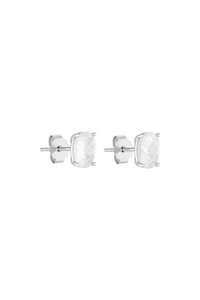Oval Studs Silver/ Clear