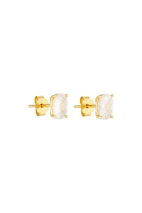 Oval Studs Gold/ Clear