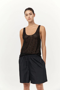 Glass Beaded Mesh Top Jet Black