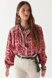 Blouses: Leandra Blouse Flamingo Grooves