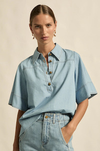 Insinuate Top Light Chambray